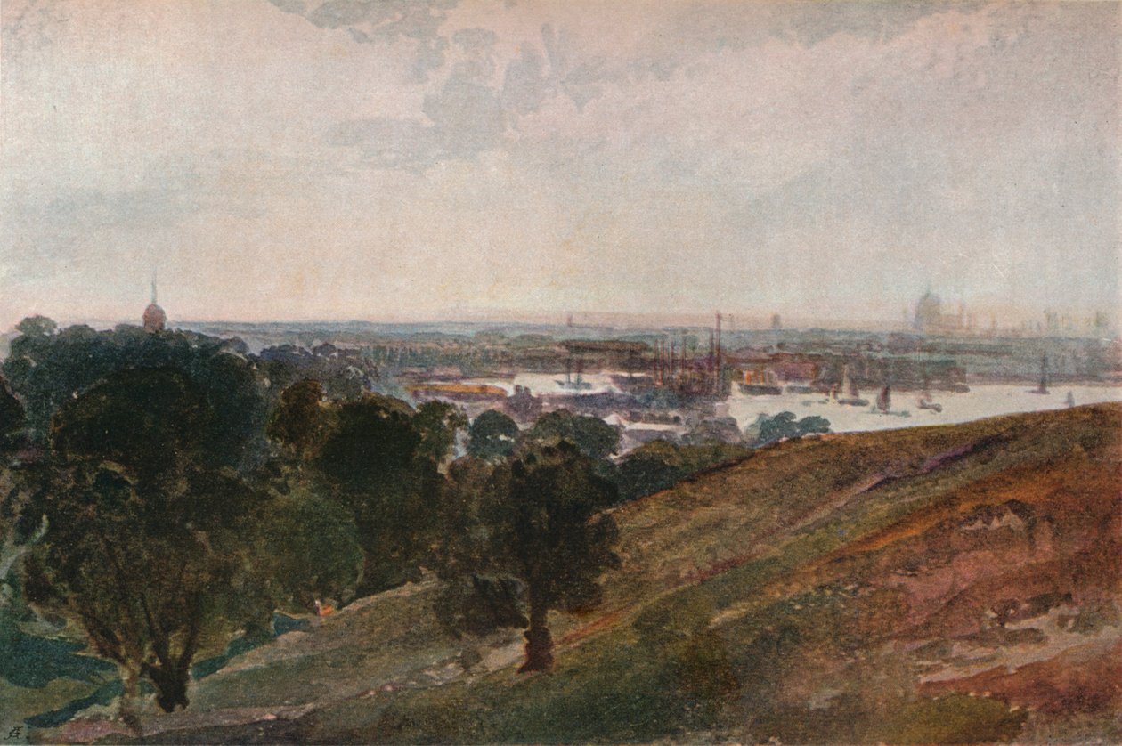 Thames Greenwich Hillistä, vuodelta 1820 tekijältä Peter de Wint