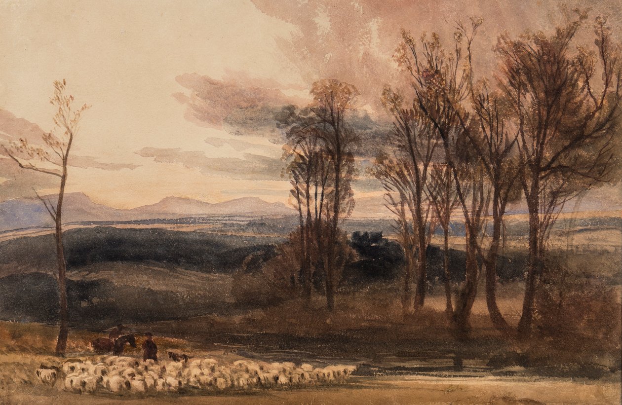 Winters Dusk, n.1830 (wc paperilla) tekijältä Peter de Wint