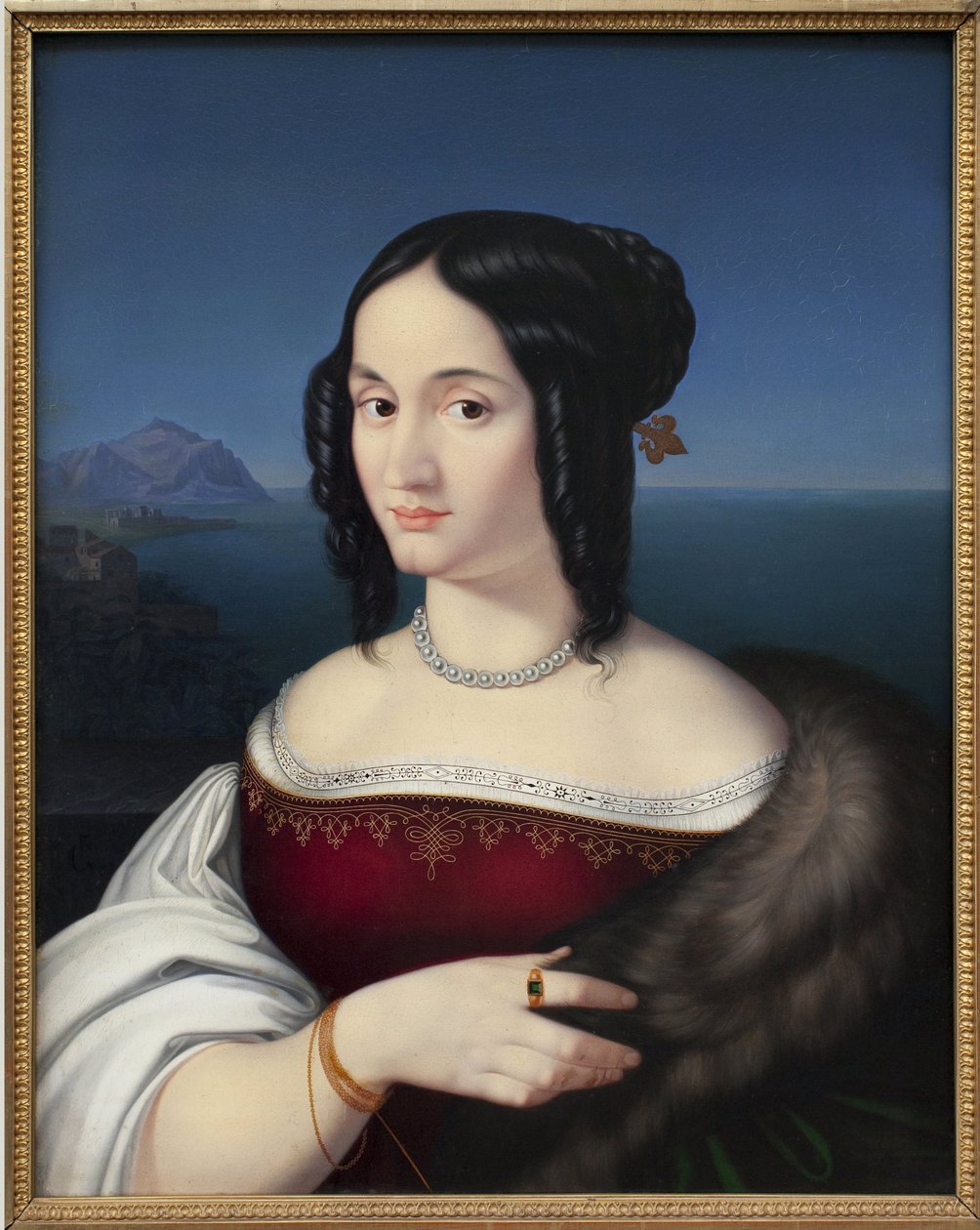 Carolina Grossi, taiteilijan ensimmäinen vaimo. Peter von Corneliuksen (1783-1867) maalaus öljy kankaalle tekijältä Peter von Cornelius