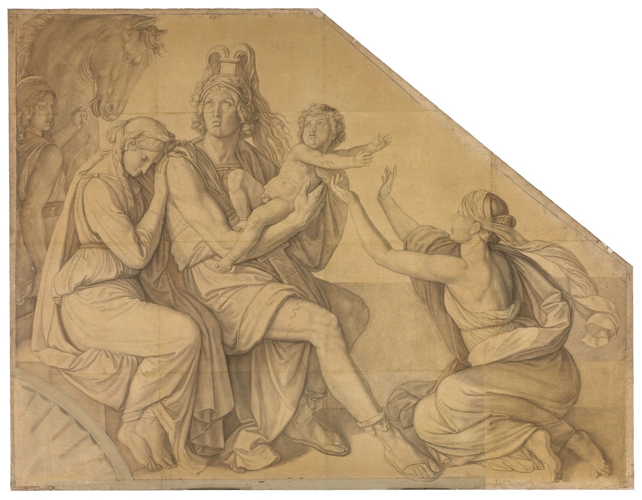 Der Abschied Hektors von Andromache. Karton zu den Deckenbildern der Münchner Glyptothek tekijältä Peter von Cornelius