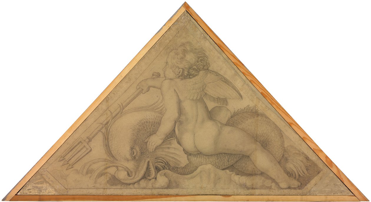 Eros mit dem Delphin (Element des Wassers). Karton zu den Deckenbildern der Münchner Glyptothek tekijältä Peter von Cornelius