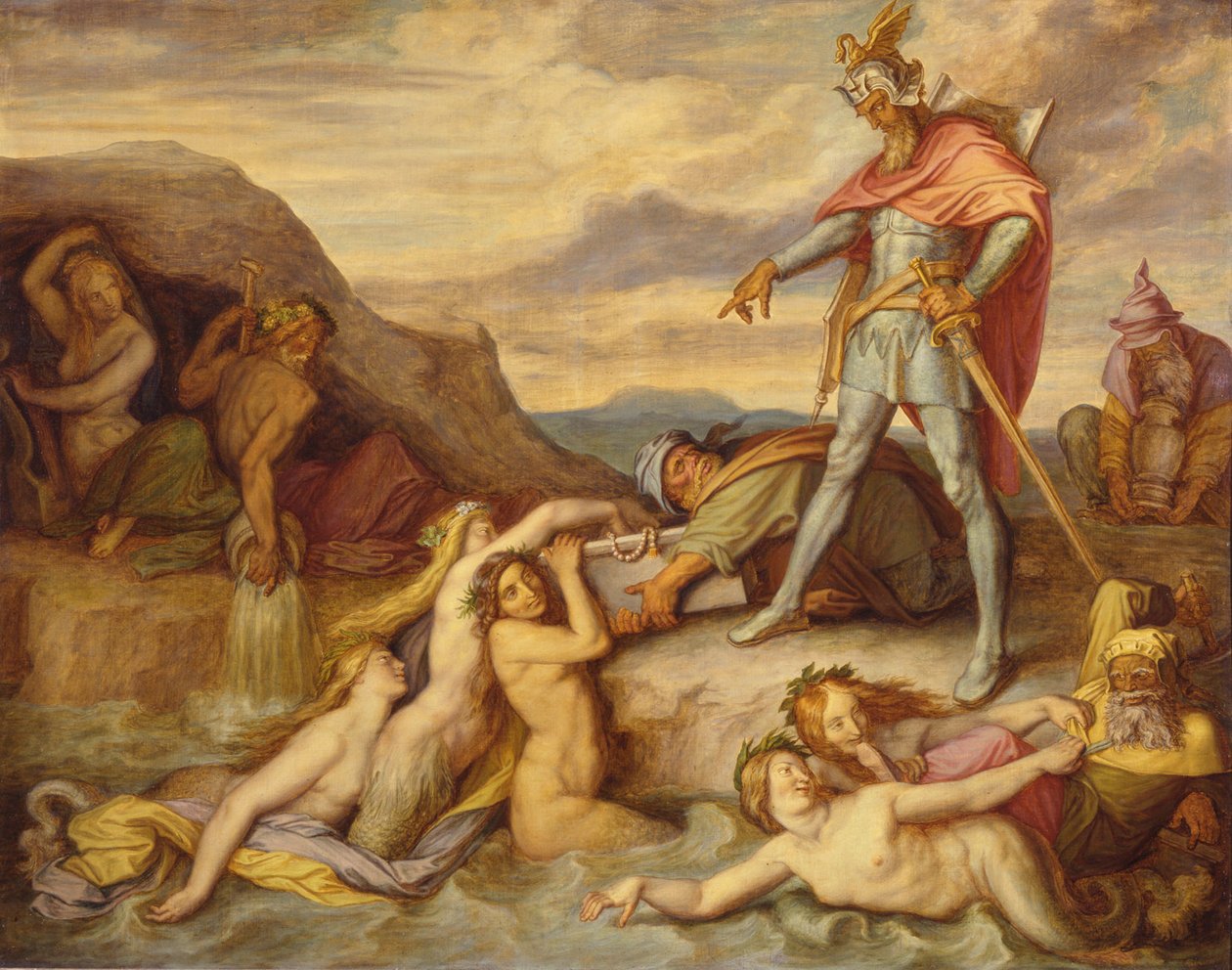 Hagen upottaa Nibelungien aarteen tekijältä Peter von Cornelius