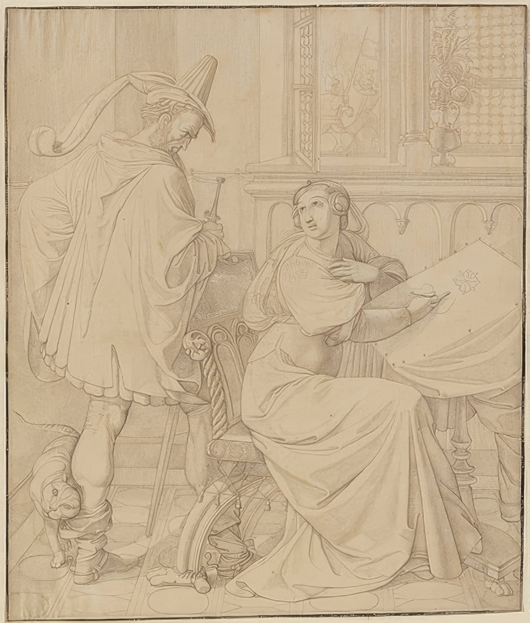 Seitsemän piirustusta Nibelungeille: 3. Hagenin petos. 1812-17 tekijältä Peter von Cornelius