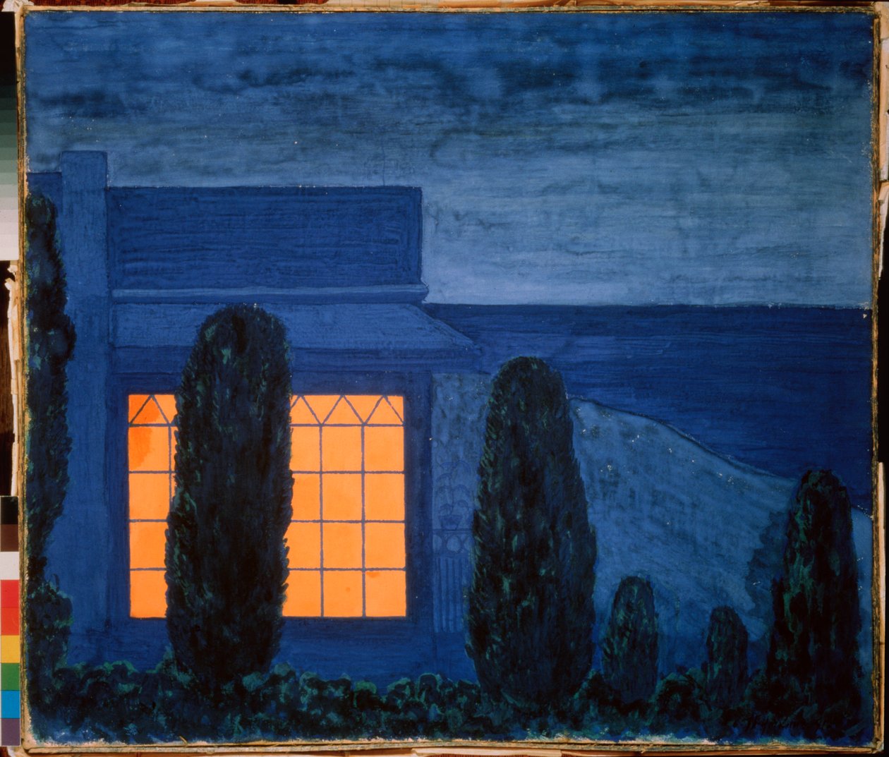 La maison Zhukovsky (Joukovsky), Kuchuk Koy (Ukraina) - Žukovskin talo Kuchuk-Koyssa - Pjotr ​​(Piotr, Petr) Savvich Utkin (Outkin) (1877-1934) työ, tempera kankaalle, noin 1915 - venäläinen taide , 1900-luku, symboliikka - Yksityinen kokoelma tekijältä Petr Savvic Utkin