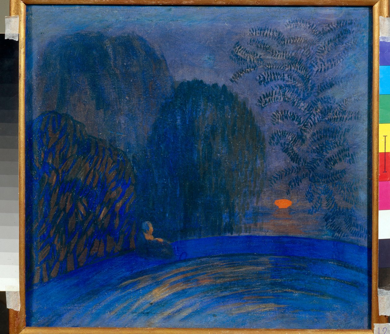""Kuu-aihe"" Kuumaisema Pjotr ​​Savvich Utkinin (1877-1934) maalaus 1906 Dim 46x44 cm Tempera kankaalle Yksityiskokoelma tekijältä Petr Savvic Utkin