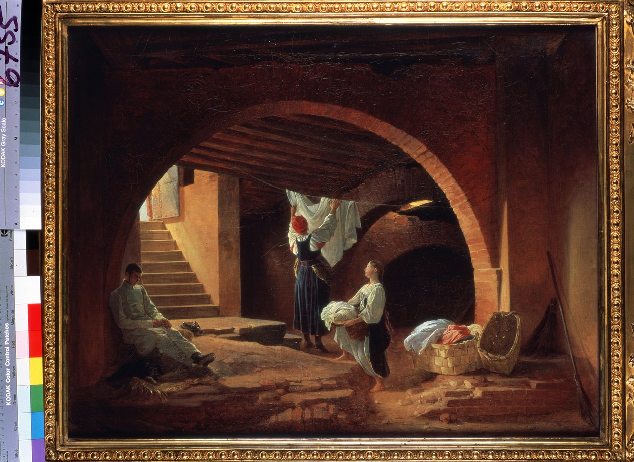 Pietarin Kuvataideakatemian ullakko (Pietarin Kuvataideakatemian ullakko). Pjotr ​​Vasilyevich Basinin (1793-1877) maalaus. Öljy kankaalle, 63,5 x 80,2 cm, noin 1831. 1800-luvun venäläistä taidetta. Osavaltio Tretjakov Ga tekijältä Petr Vasilievich Basin