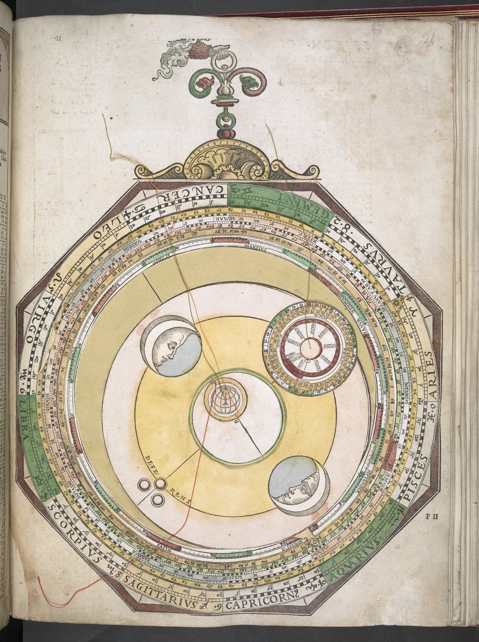 Kartat C.6.d.5. f.21r "Astronomicum Caesareum..." tekijältä Petrus (after) Apianus