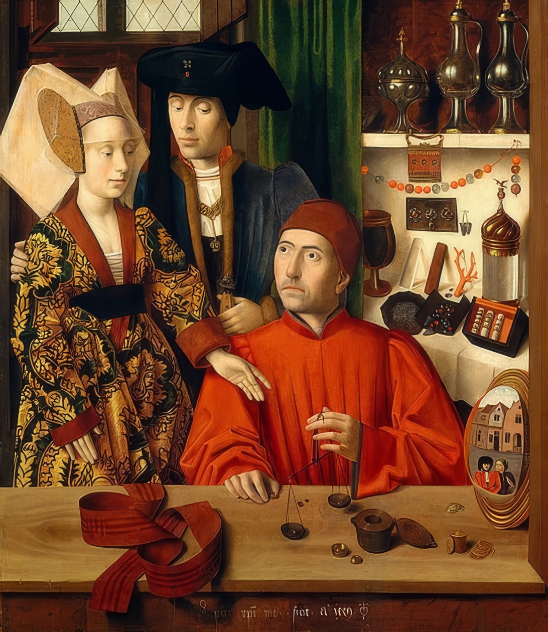 Kultaseppä kaupassaan. 1449 tekijältä Petrus Christus