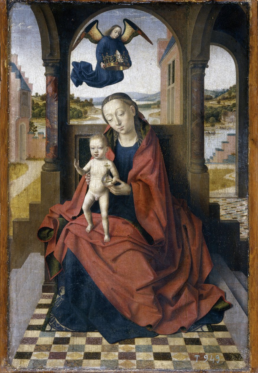 Madonna ja lapsi - Petrus Christuksen maalaus (1410/20-1476), öljy puulle (49x34 cm), noin 1460 - (Madonna ja lapsi - Petrus Christuksen öljy puulle tekijältä Petrus Christus