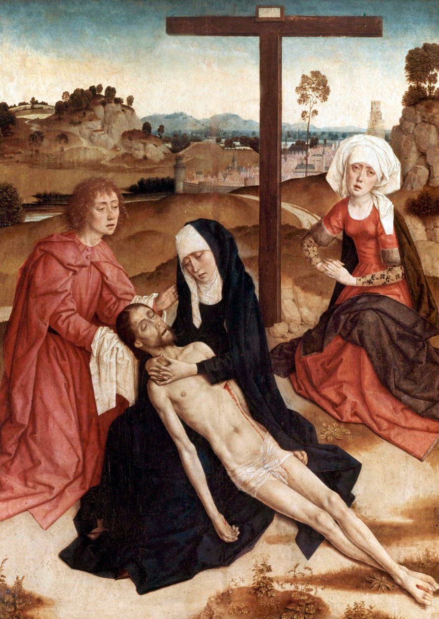 Lamentation Over The Dead Christ, n. 1444 (öljy paneelille) tekijältä Petrus Christus