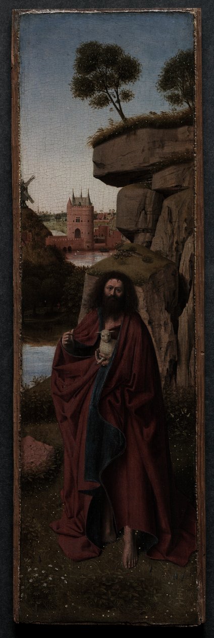 Johannes Kastaja maisemassa, noin 1445 (öljy paneelille). tekijältä Petrus Christus