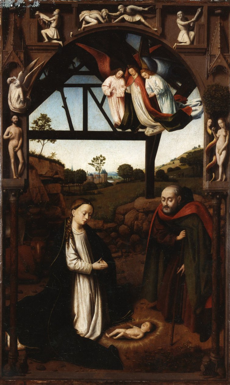 Kristuksen syntymä Pyhä yö, 1452. tekijältä Petrus Christus
