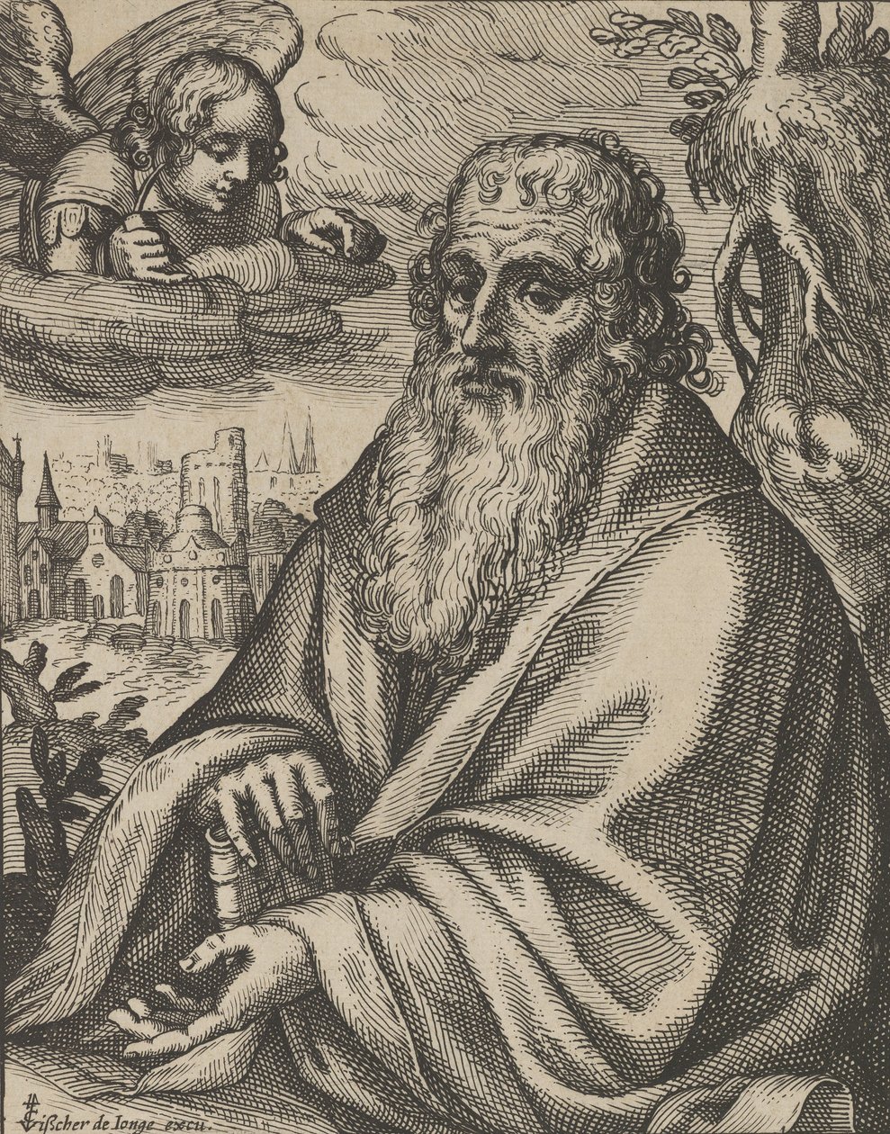 Matteus, teoksesta Neljä evankelistaa, 1610-20. tekijältä Petrus Feddes