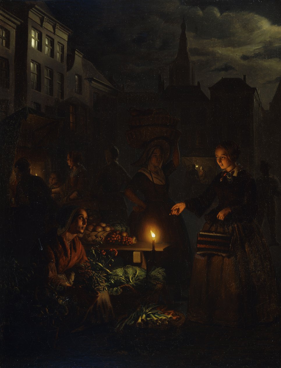 Markkinanäkymä yöllä, tekijältä Petrus van Schendel