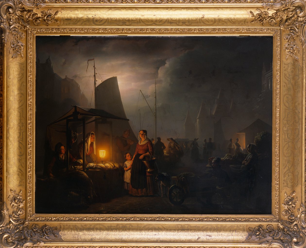 Kauppatori yöllä, Bryssel, 1870 tekijältä Petrus van Schendel