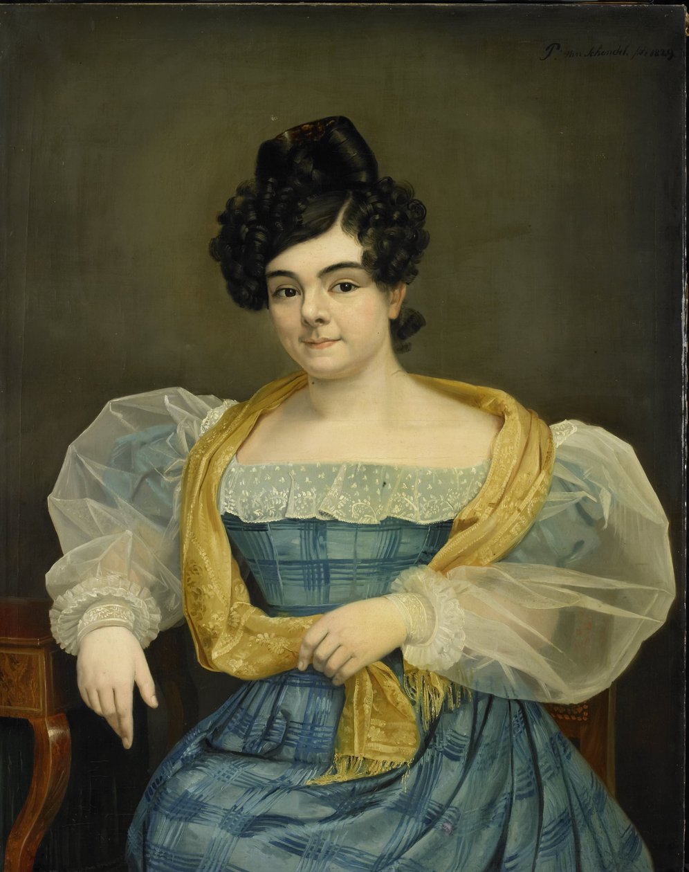 Johannes Ploos van Amstelin vaimon Adriana Johanna van Wijckin muotokuva tekijältä Petrus van Schendel
