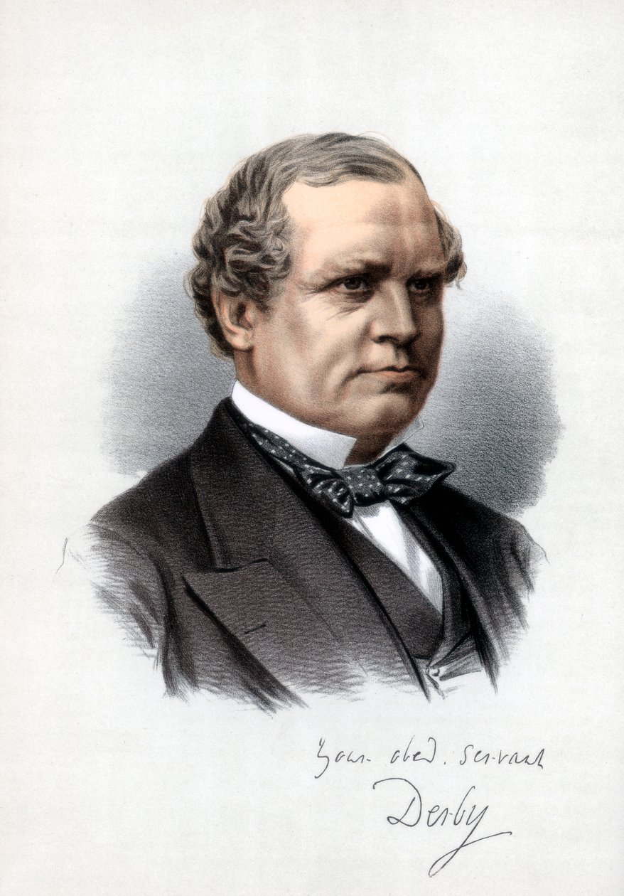 Edward Henry Stanley, Derbyn 15. jaarli, Yhdistyneen kuningaskunnan pääministeri, vuodelta 1890. tekijältä Petter and Galpin Cassell