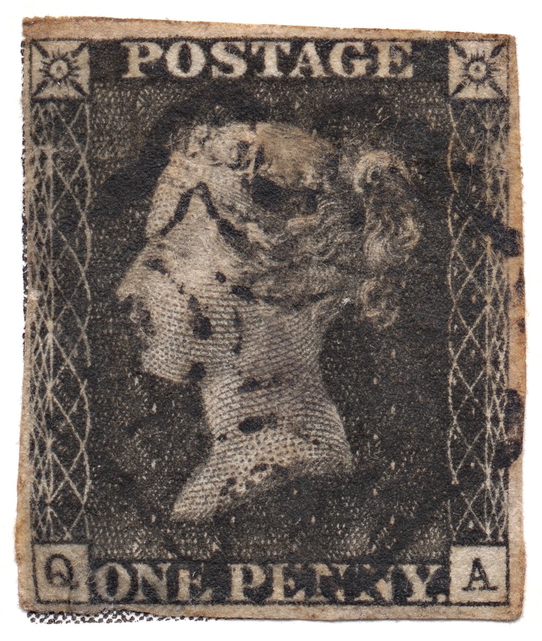 One Penny Black, maailman ensimmäinen postimerkki, n. 1840 tekijältä Philately
