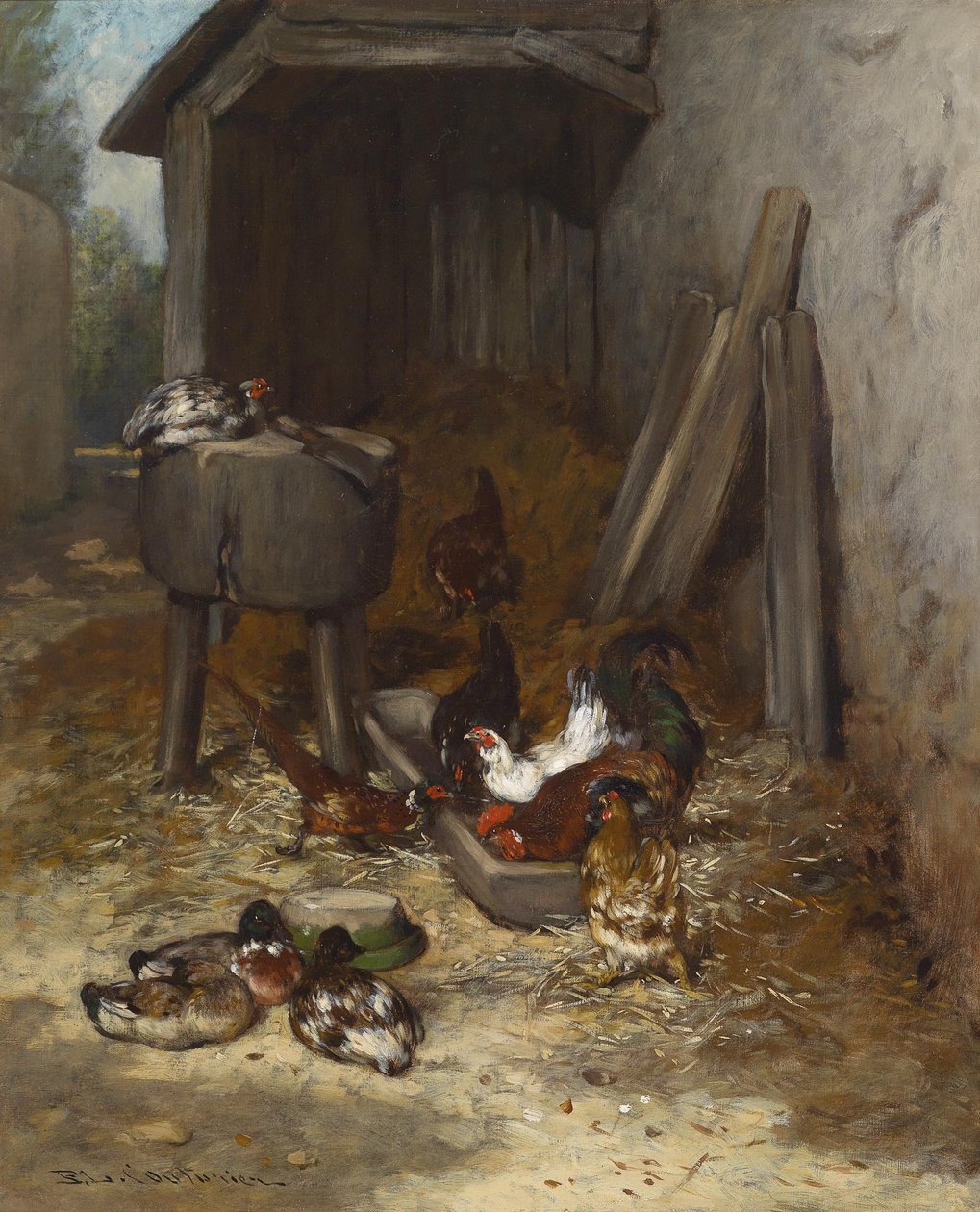 Hühner im Stall tekijältä Philibert Leon Couturier