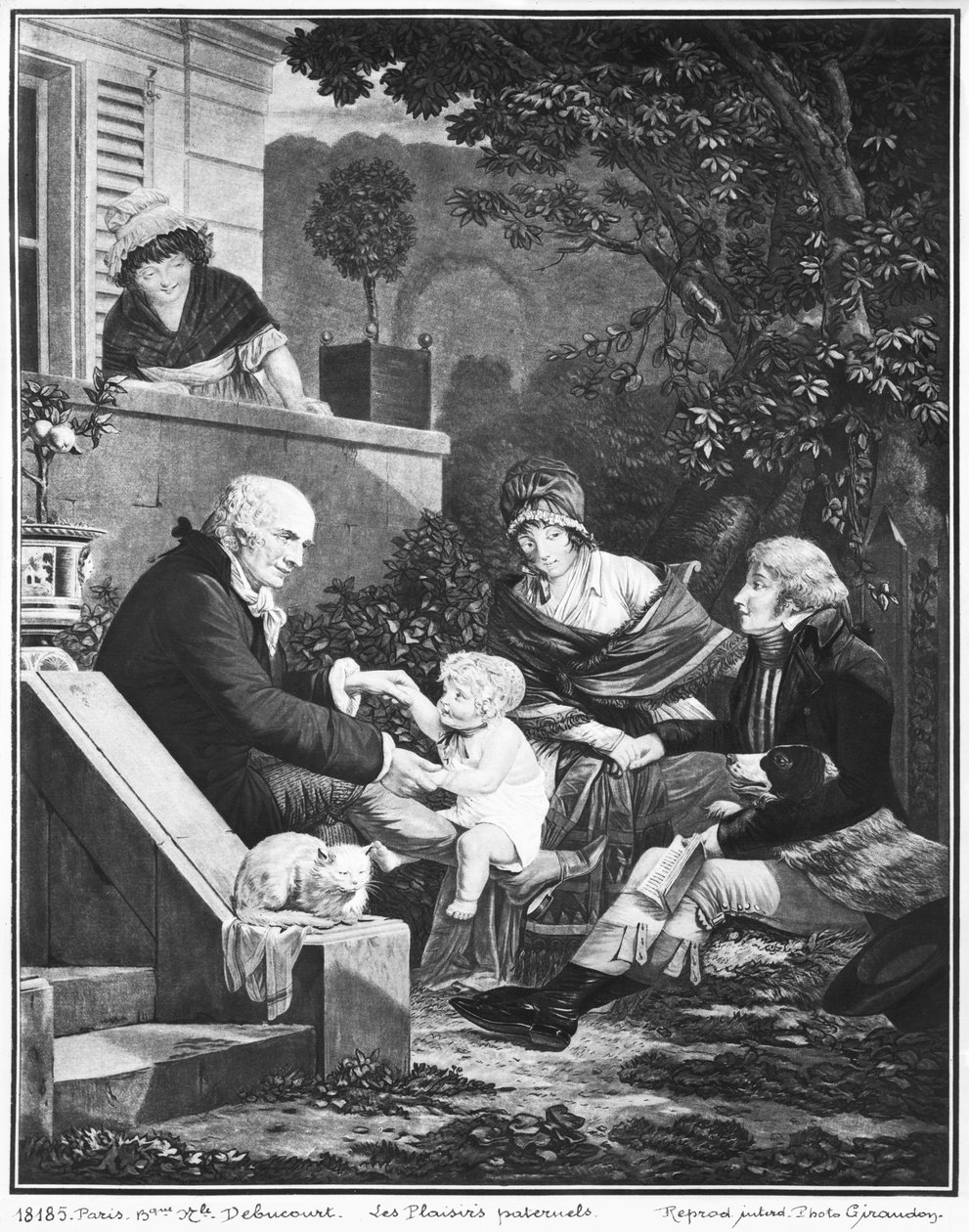 Isänä olemisen ilot, n. 1797 tekijältä Philibert Louis Debucourt