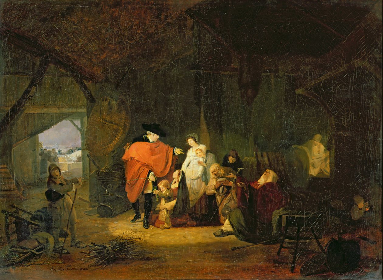 Ludvig XVI:n (1754-93) ystävällisyys talvella 1784, 1785 tekijältä Philibert Louis Debucourt
