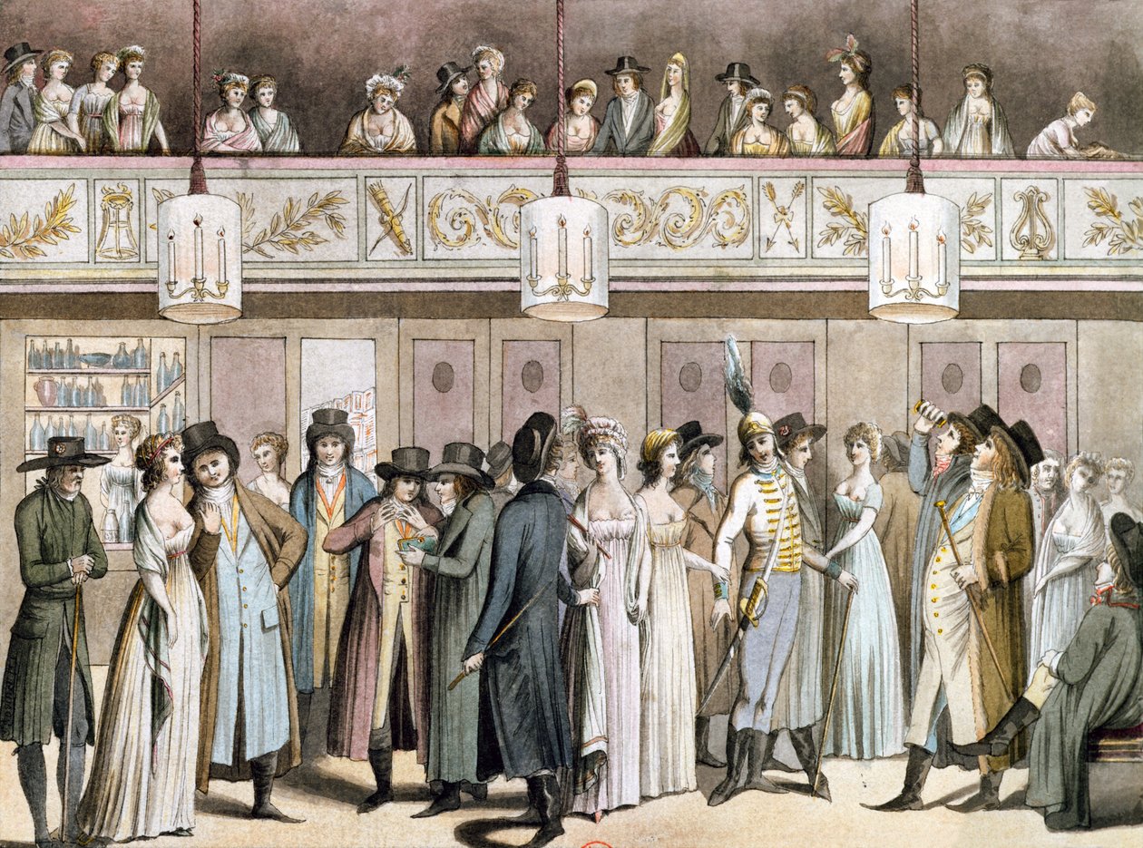 Palais Royalin kävelykatu, 1792 tekijältä Philibert Louis Debucourt