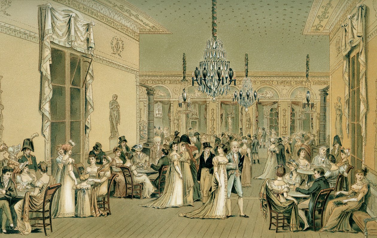 Salonki Café Frascatissa, Pariisissa (Le Grand Salon de Frascati) tekijältä Philibert Louis Debucourt