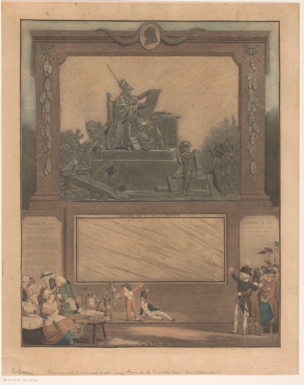 Allegoria op de Franse Grondwet van 1791 Kansallinen almanakka omistettu perustuslain ystäville tekijältä Philibert Louis Debucourt