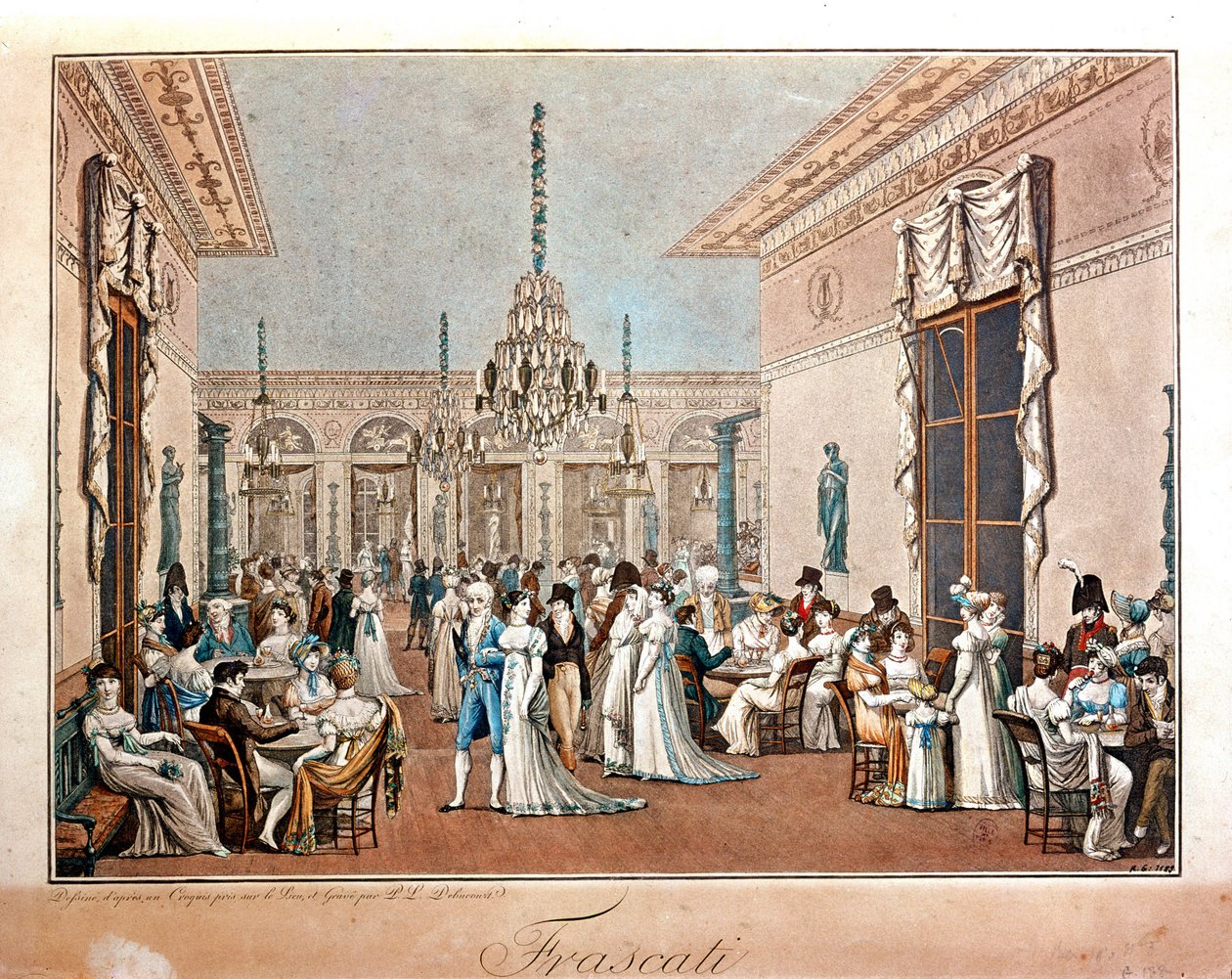 Cafe Frascati, Debucourt, 1800-luvun alku. tekijältä Philibert Louis Debucourt