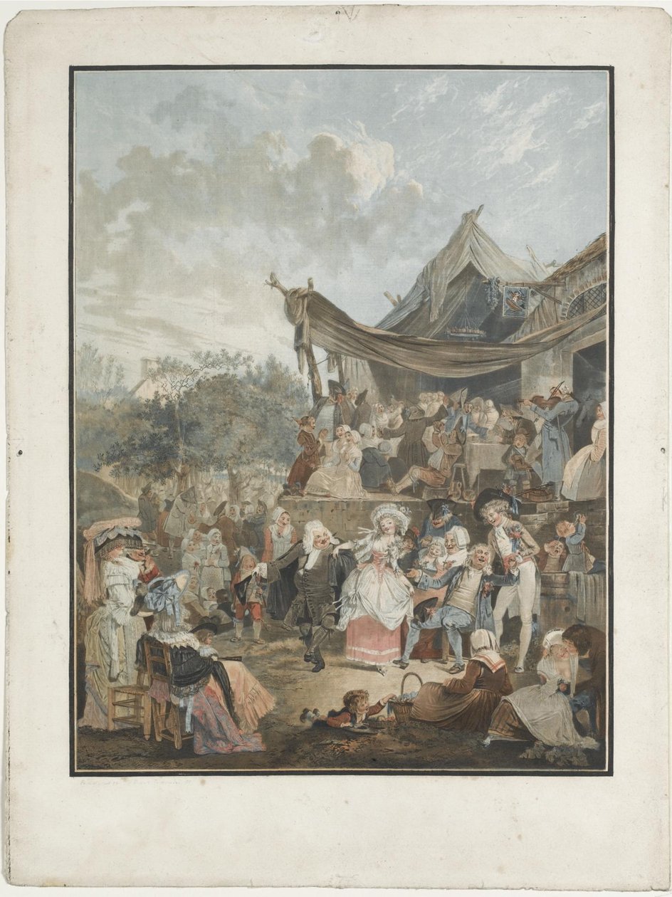 Morsiamen menuetti, 1786 tekijältä Philibert Louis Debucourt