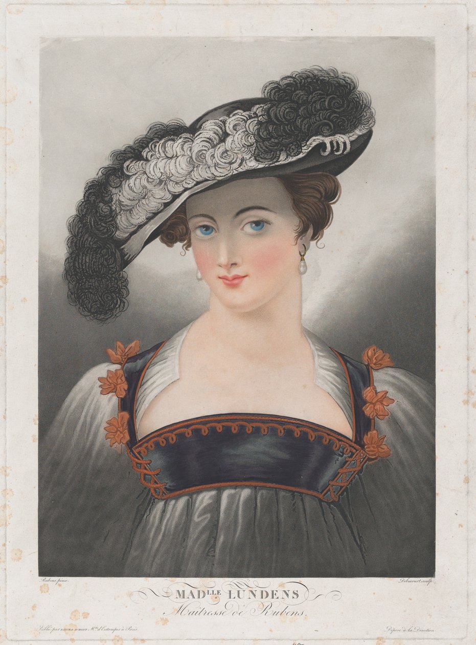 Muotokuva Susanna Lundenista, leveälierinen höyhenhattu, n. 1809-35.. tekijältä Philibert Louis Debucourt