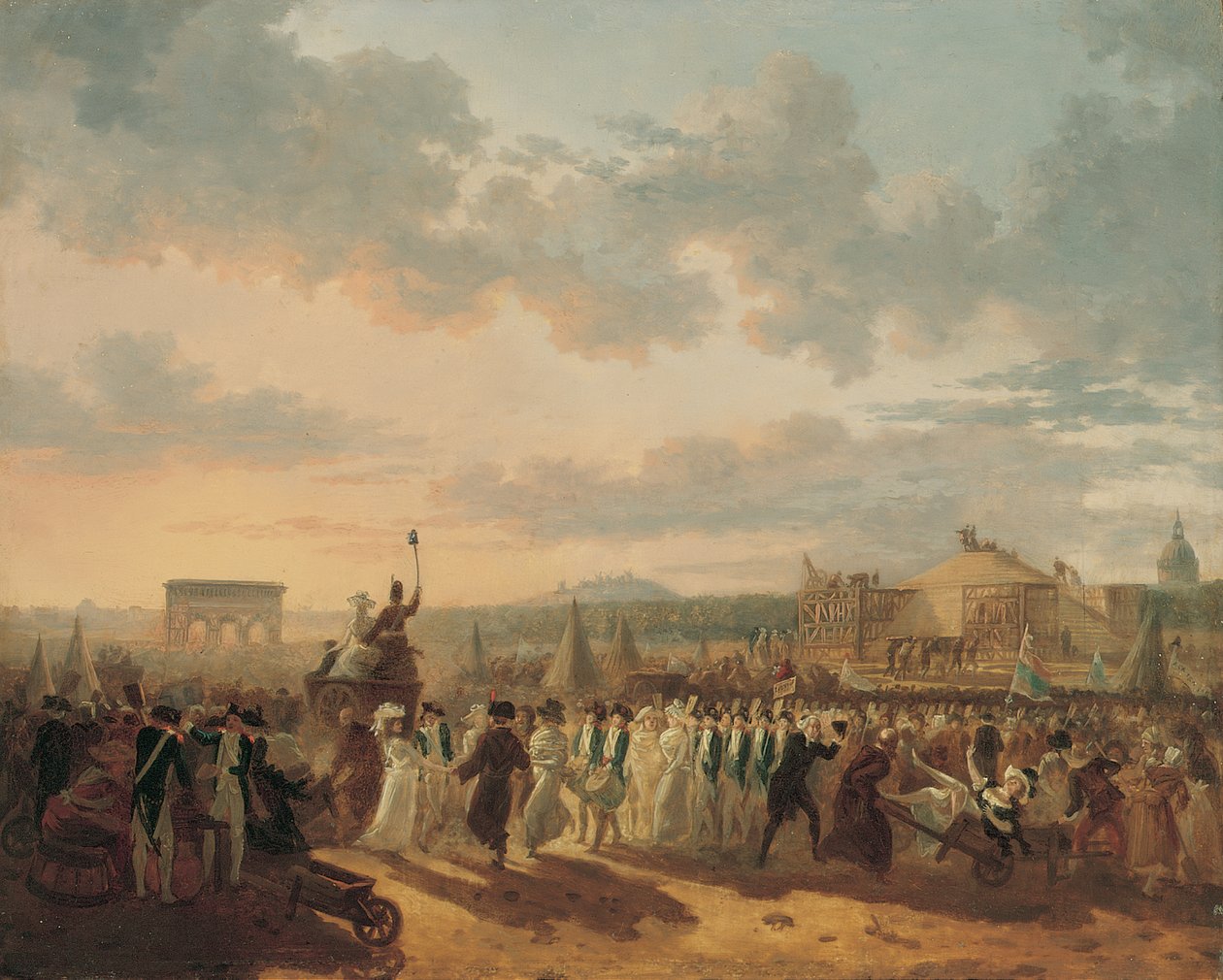 Valmistelut fete de la Federationiin, 14. heinäkuuta 1790 tekijältä Philibert Louis Debucourt