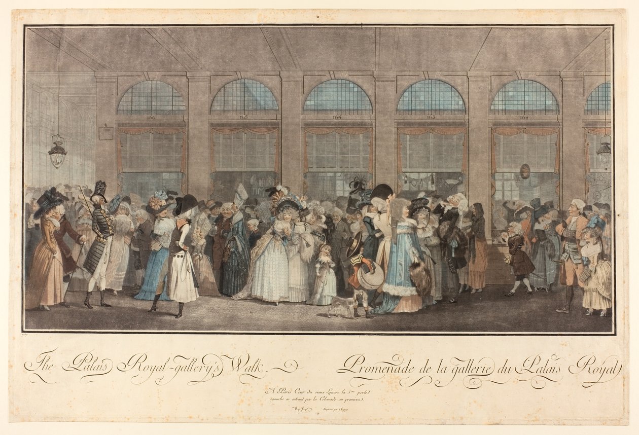 Palais Royalin gallerian kävelykierros tekijältä Philibert Louis Debucourt