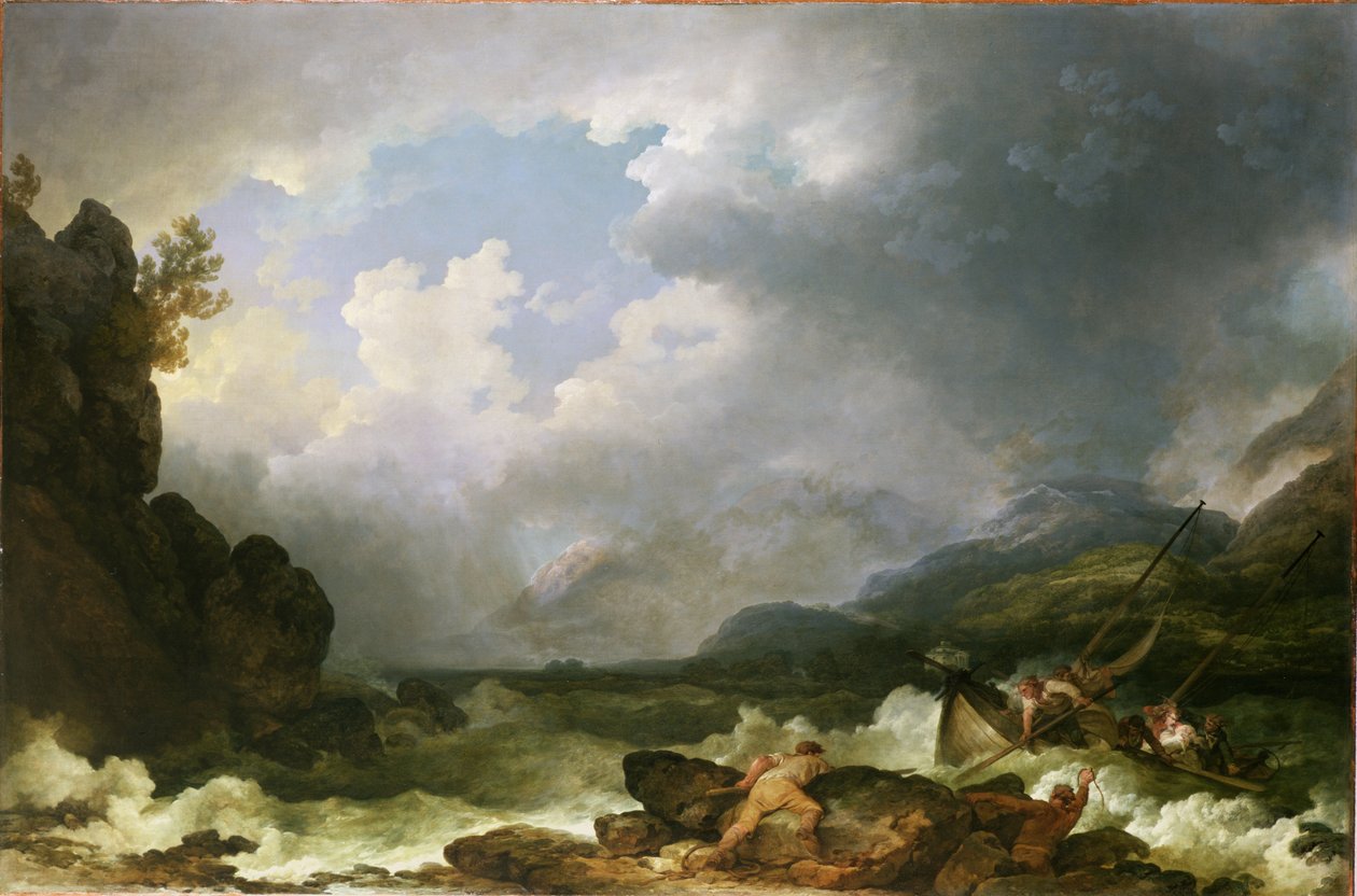 Belle Isle Windermere myrskyssä tekijältä Philippe Jacques de Loutherbourg