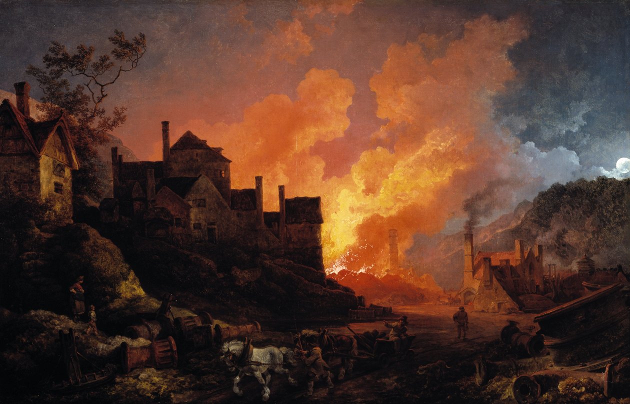 Coalbrookdale by Night, 1801 tekijältä Philippe Jacques de Loutherbourg