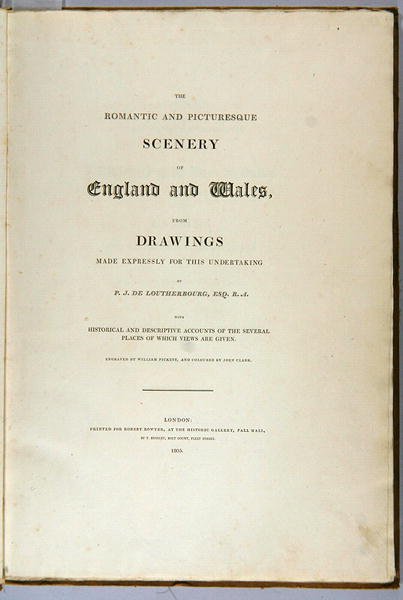 Englannin ja Walesin romanttisten ja maalauksellisten maisemien otsikkosivu, 1805 tekijältä Philippe Jacques de Loutherbourg