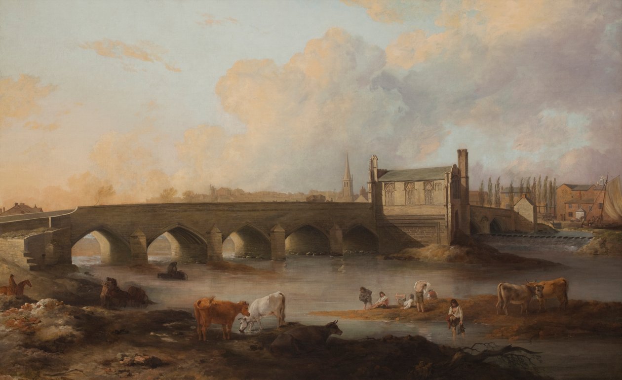 Wakefield Bridge ja Chantry Chapel, 1793 tekijältä Philip Reinagle