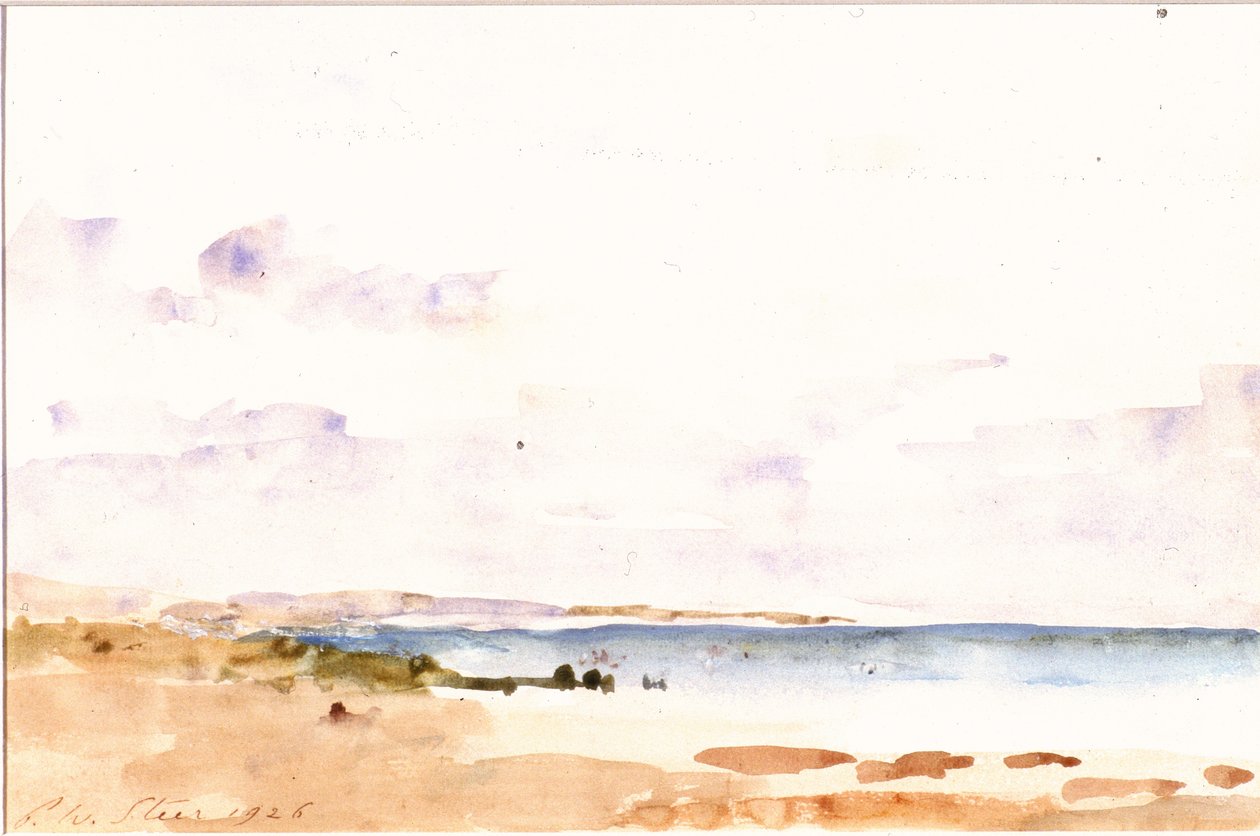 Rannikkokohtaus (wc paperille, liimattu kortille) tekijältä Philip Wilson Steer
