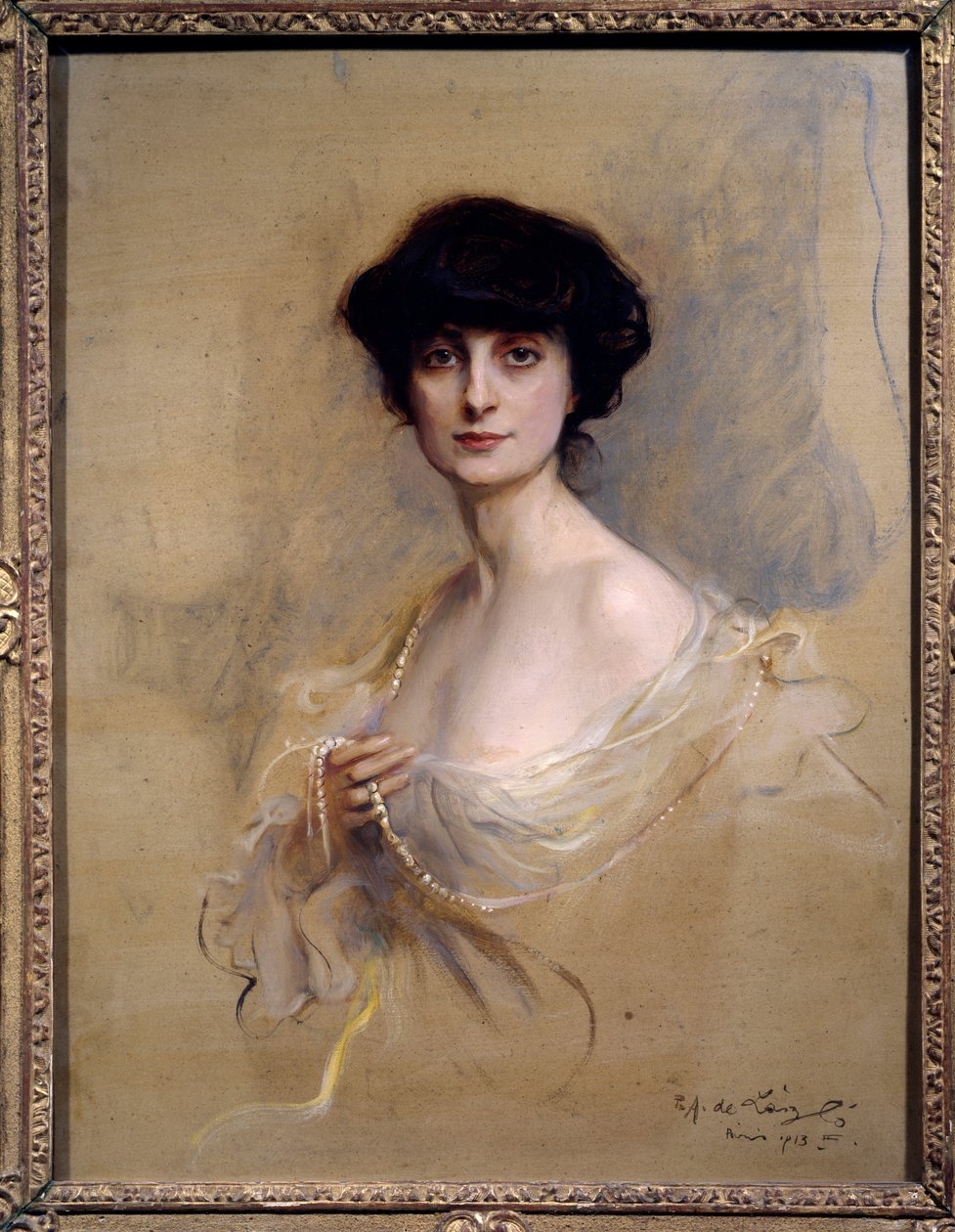 Anna de Brancovanin muotokuva kreivitär Mathieu de Noailles (1876-1933) Anna de Noailles on ranskalainen kirjainnainen. Philip Alexis de Laszlon (1869-1937) maalaus 1913 Pariisi, Musee d