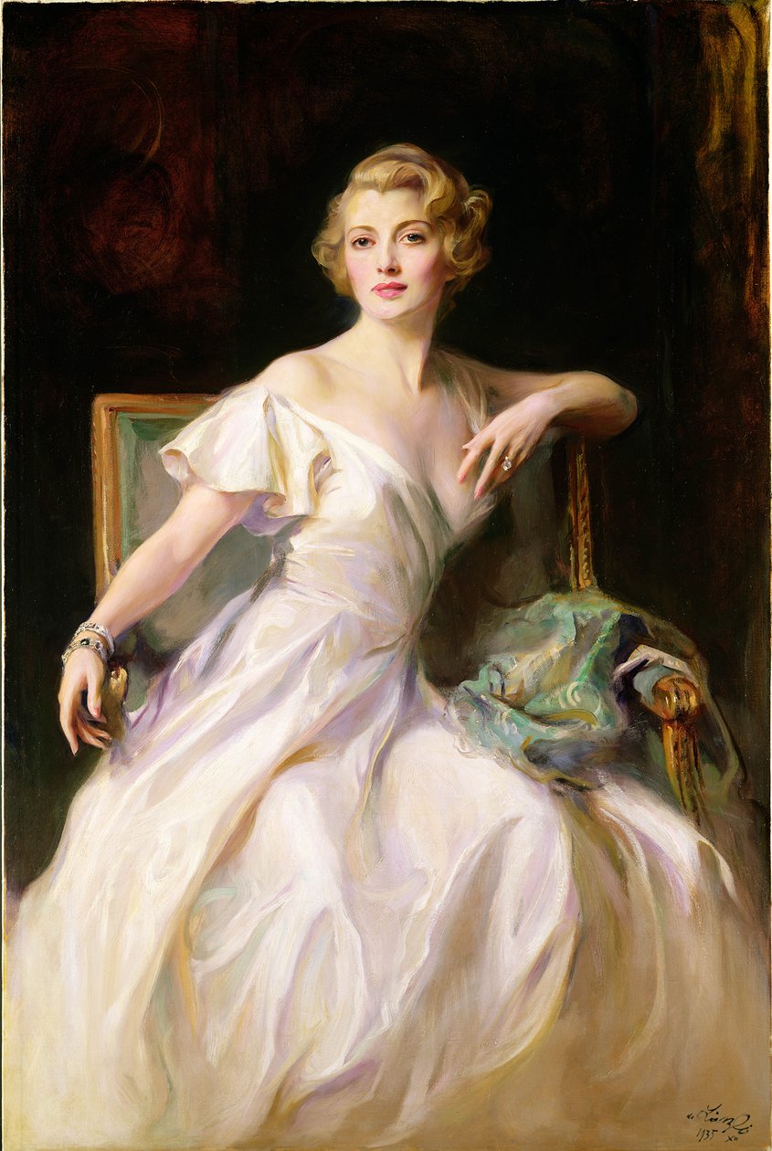 Valkoinen mekko - Joan Clarksonin muotokuva tekijältä Philip Alexius de Laszlo