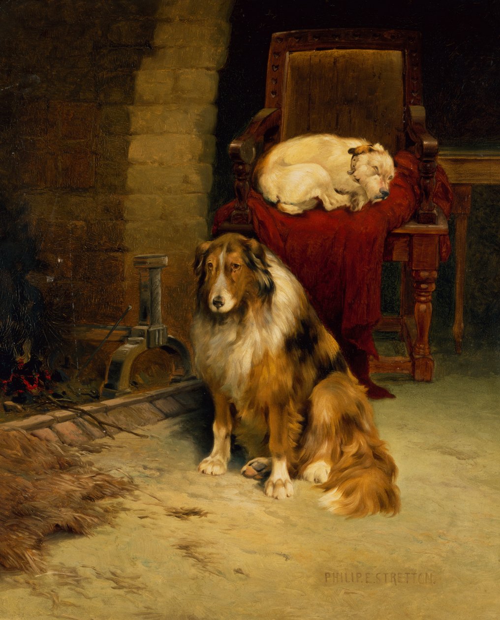Fireside Companions (öljy kankaalle) tekijältä Philip Eustace Stretton