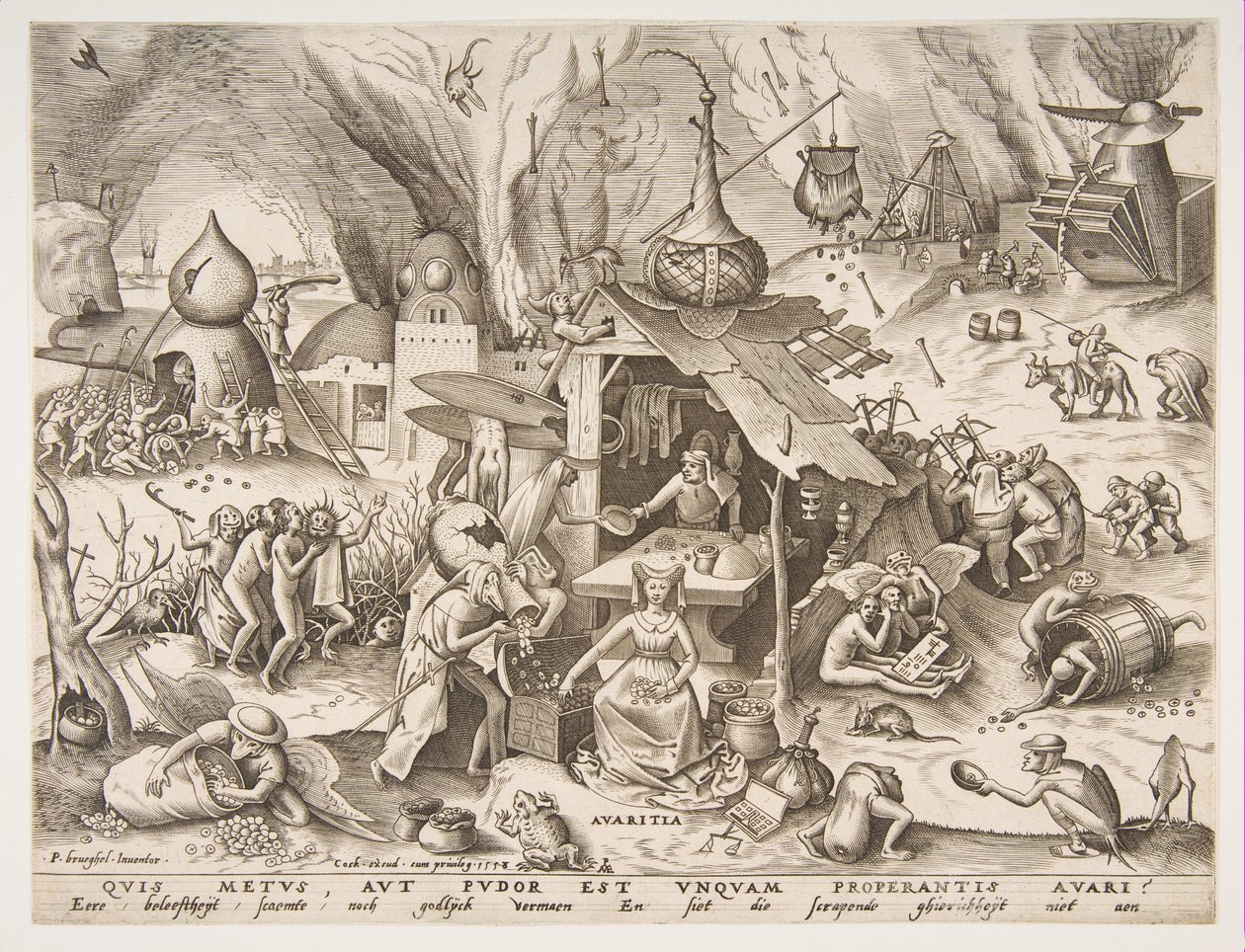 Avarice Avaritia sarjasta The Seven Deadly Sins, 1558. tekijältä Philip Galle