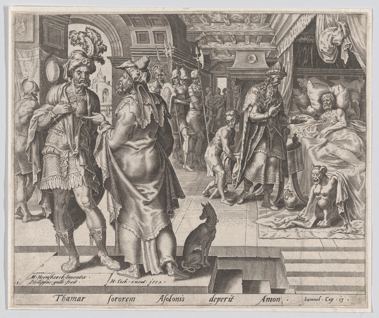 Jonadab Neuvonta Amnon, Tarina Tamarin ja Amnonista, levy 1, 1559., tekijältä Philip Galle