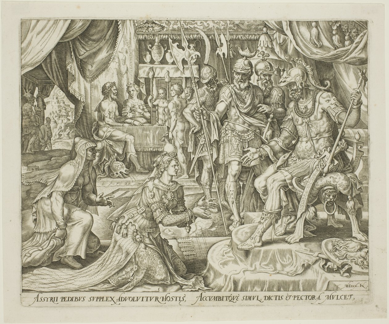 Judith esitti Holofernesille levyn viisi julkaisusta The Story of Judith and Holofernes tekijältä Philip Galle