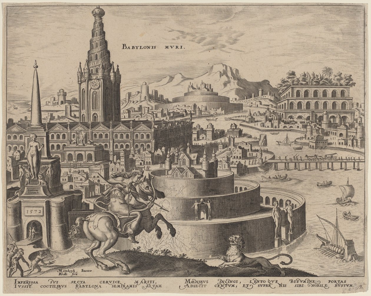 Babylonis Muri (Babylonin muurit) tekijältä Philip Galle, after Maerten van Heemskerck