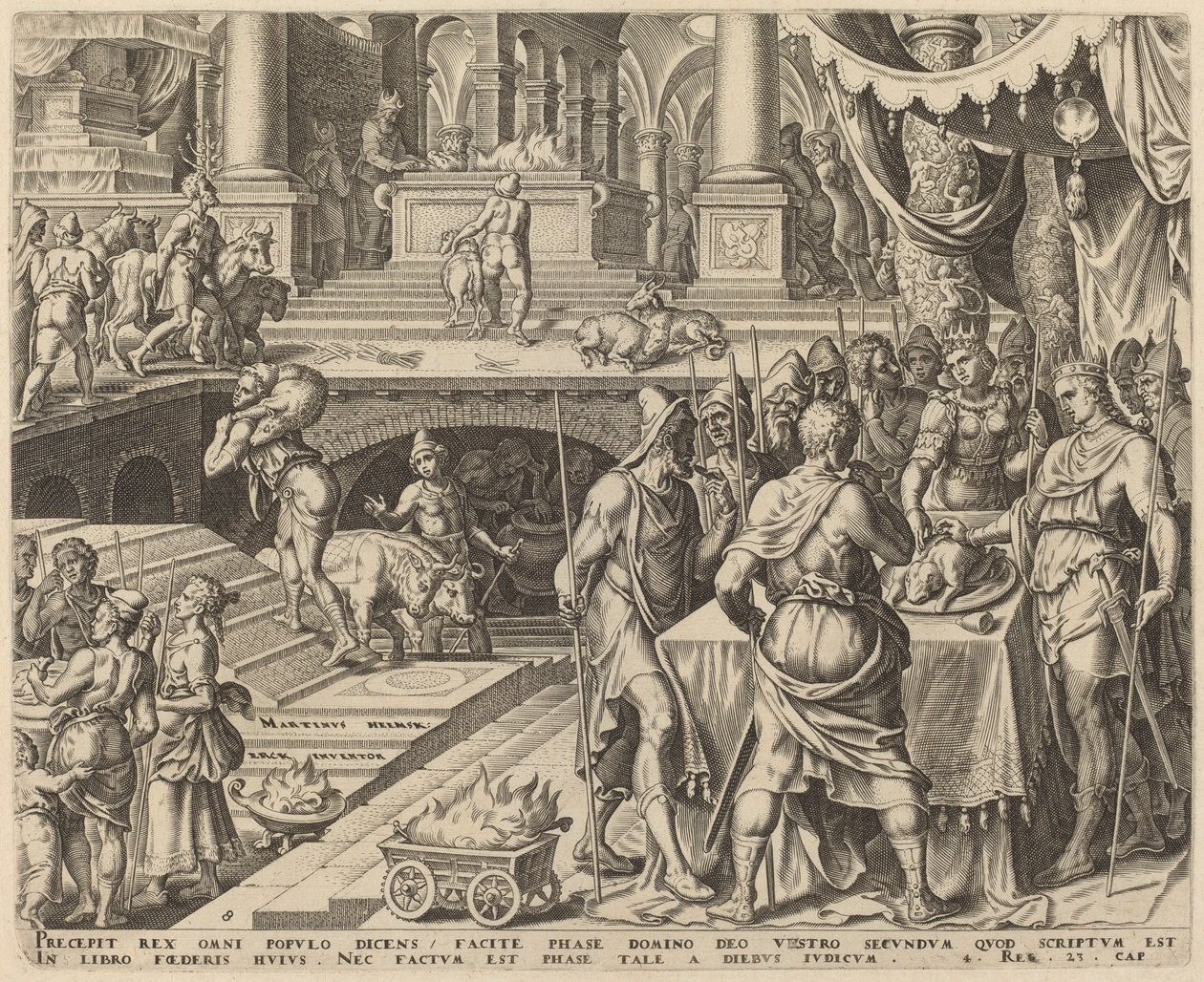 Josia viettää pääsiäistä tekijältä Philip Galle, after Maerten van Heemskerck