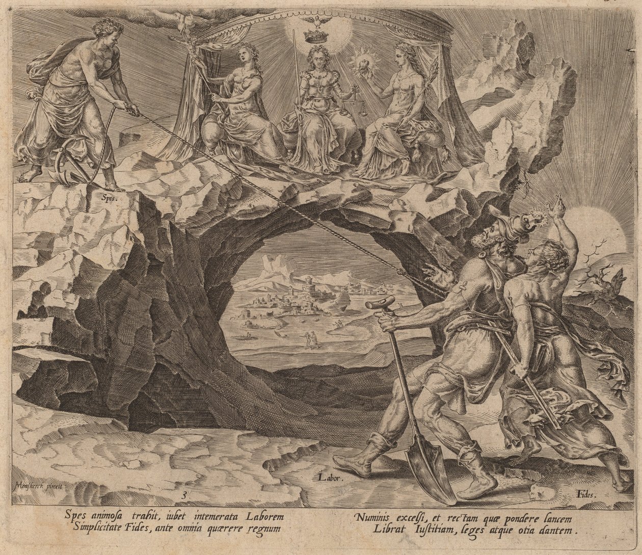 Ahkera työntekijä, joka pyrkii Herran vanhurskauteen tekijältä Philip Galle after Maerten van Heemskerck