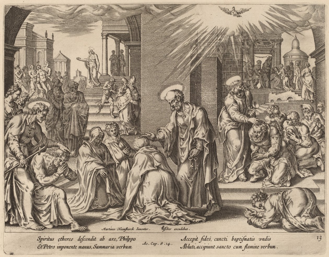 Samarialaiset ottavat vastaan Jumalan sanan tekijältä Philip Galle after Maerten van Heemskerck