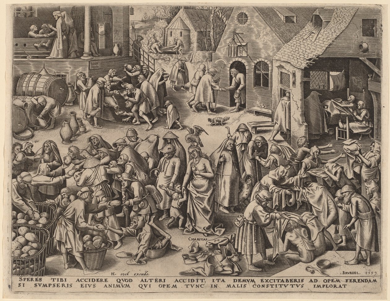 Hyväntekeväisyys tekijältä Philip Galle after Pieter Bruegel the Elder