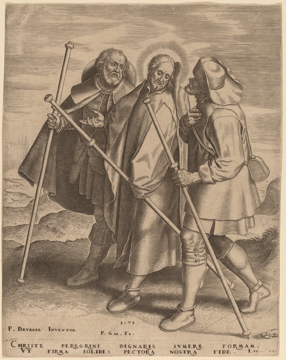 Kristus ja hänen opetuslapsensa matkalla Emmaukseen tekijältä Philip Galle after Pieter Bruegel the Elder